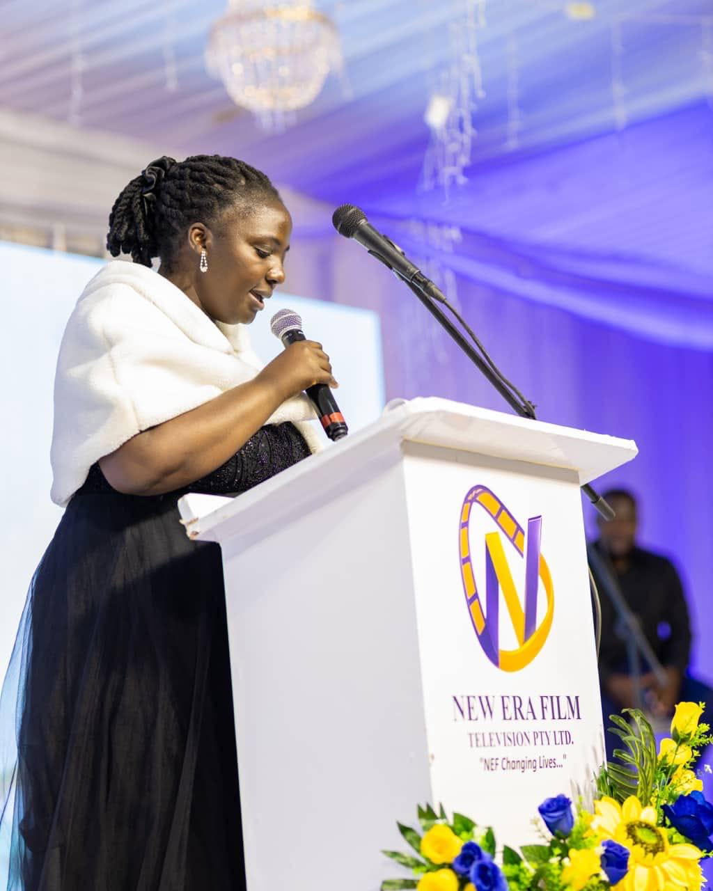Speaker at the NEF podium during a community event