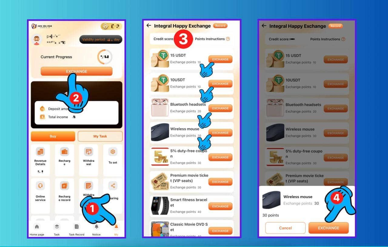 NEF BonChat app points exchange tutorial